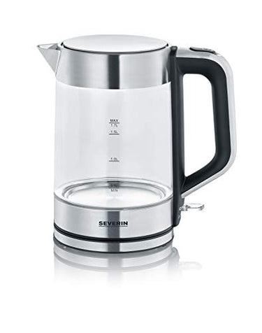 Severin WK 3420 Wasserkocher kabelgebunden Glas, Edelstahl (gebürstet), Schwarz Fassungsvermögen: im Sale